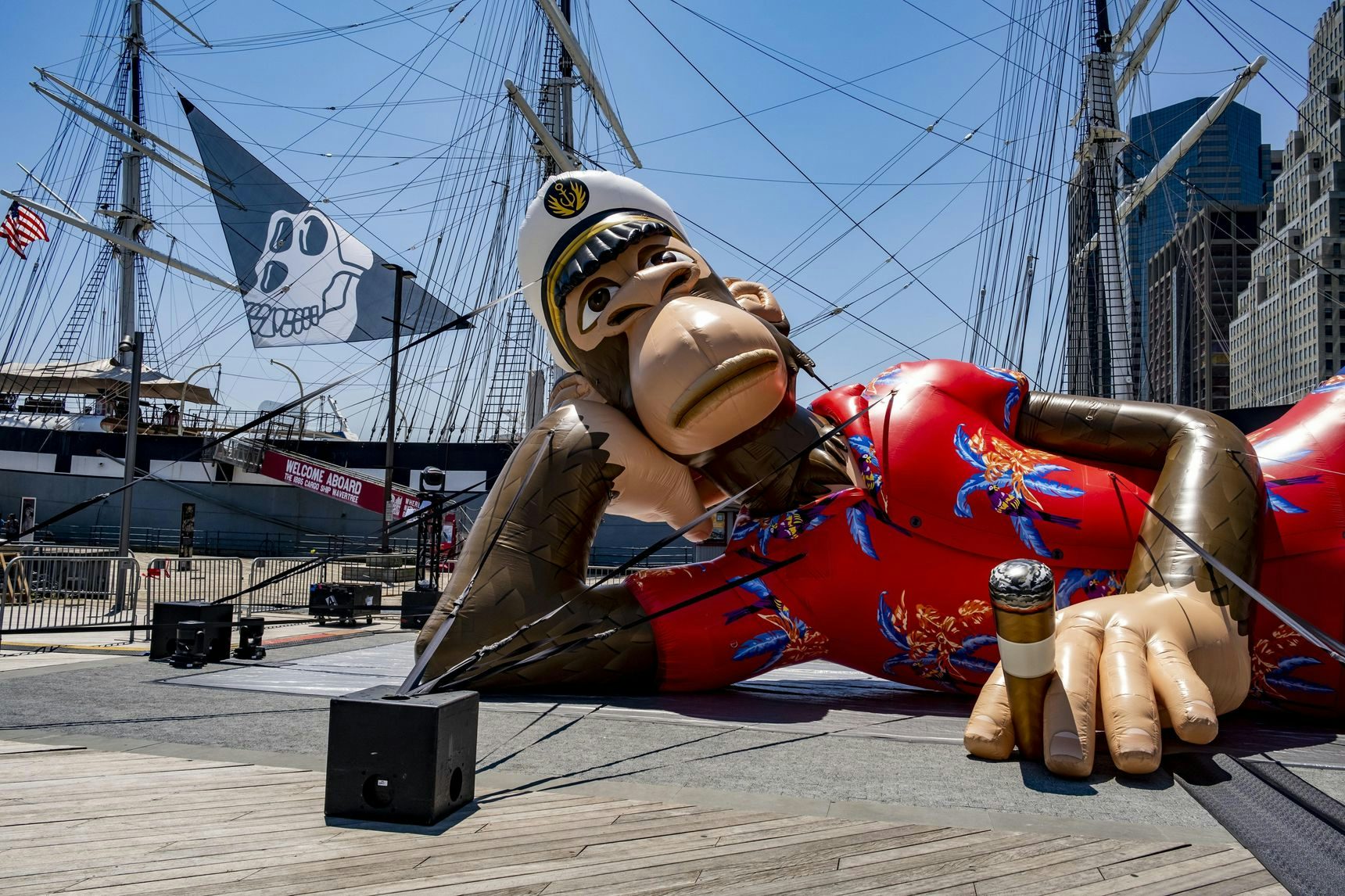 Splashy partnerships and hype installations, such as this Bored Apes inflatable as part of NFT NYC week are a popular tactic to drive brand awareness among web3 communities. (via: https://www.wsj.com/articles/marketers-at-nft-nyc-upbeat-on-brand-building-in-the-metaverse-11656324000)