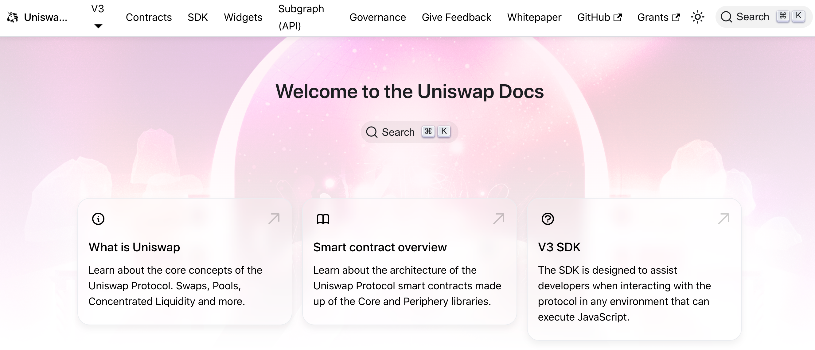 Uniswap's docs are among the most robust, intending to help developers quickly onboard and build atop the Uniswap ecosystem (via: https://docs.uniswap.org/)