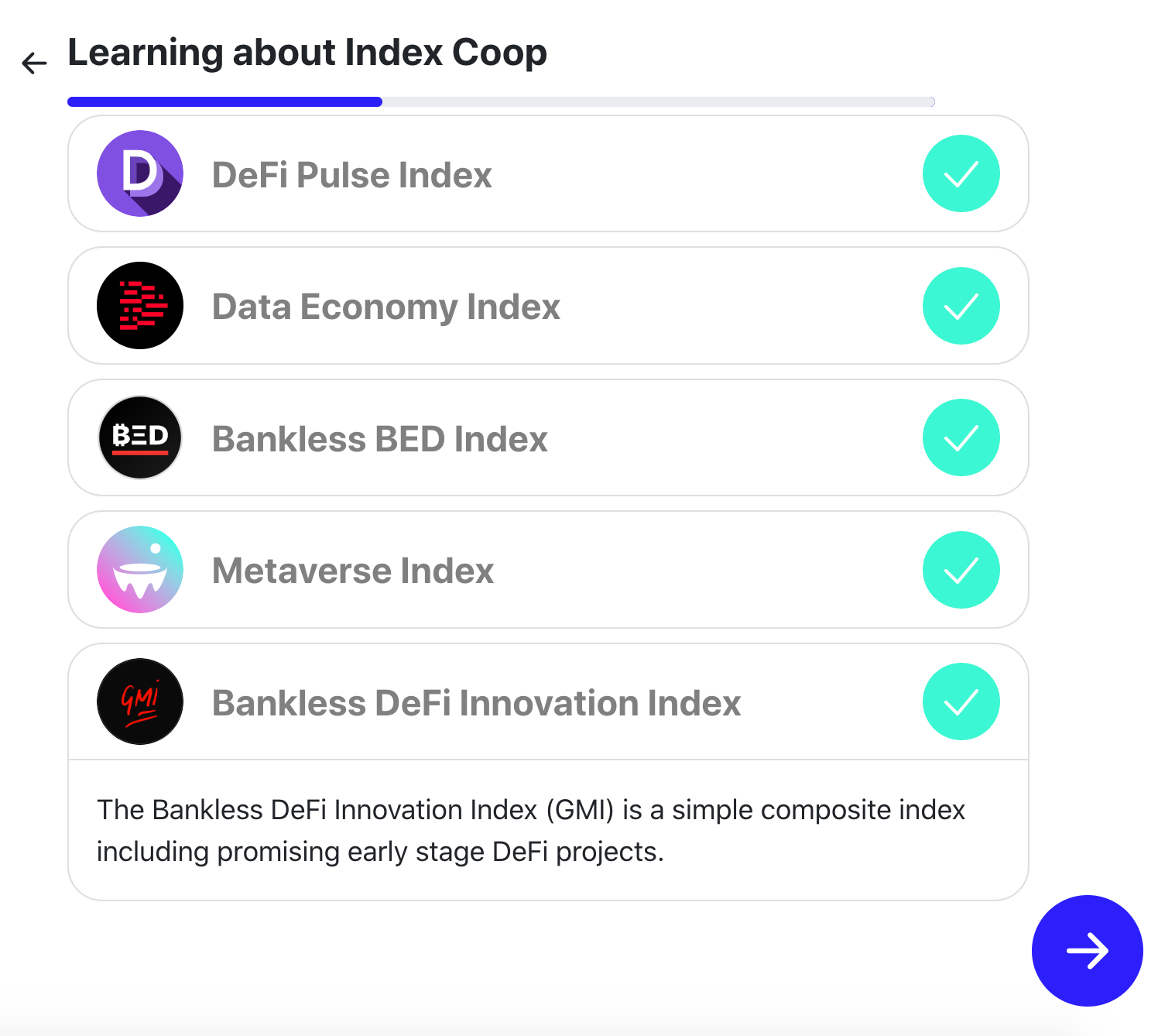All of Index's products are linked and listed on their main page: https://indexcoop.com/products